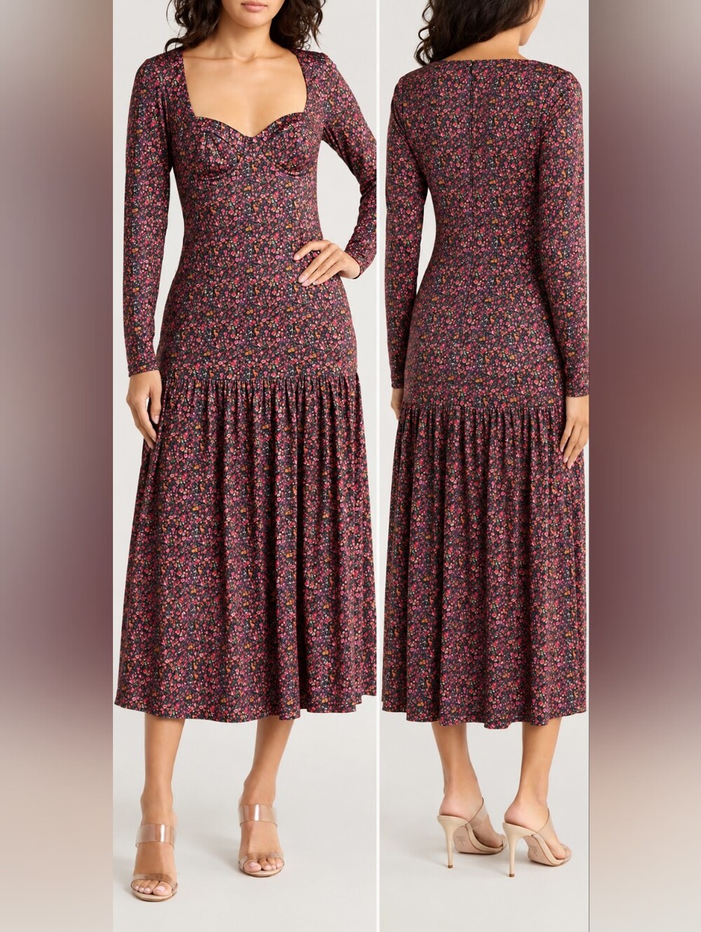Hutch Chase Long Sleeve Midi Tiered Dress